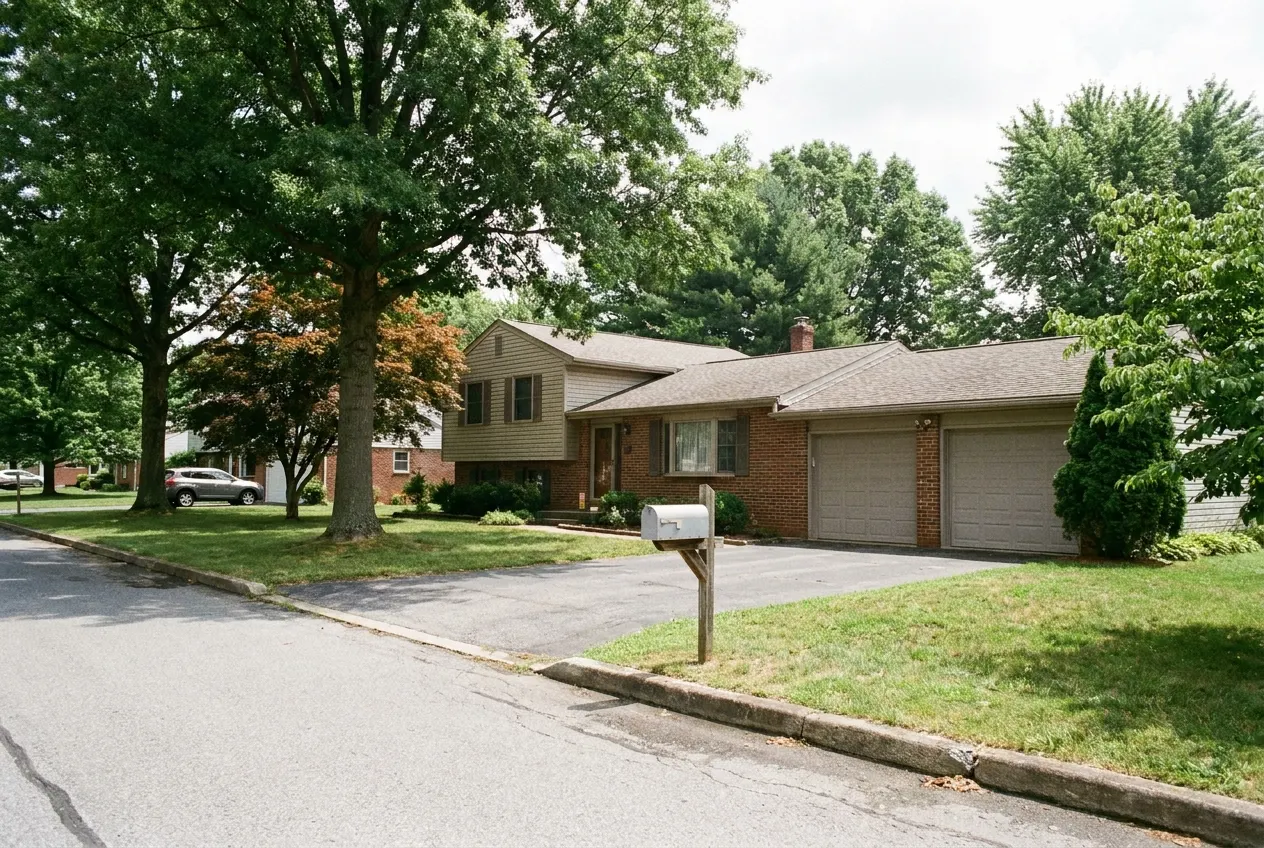 A 1970s-era split-level suburban home in Springettsbury Township, PA